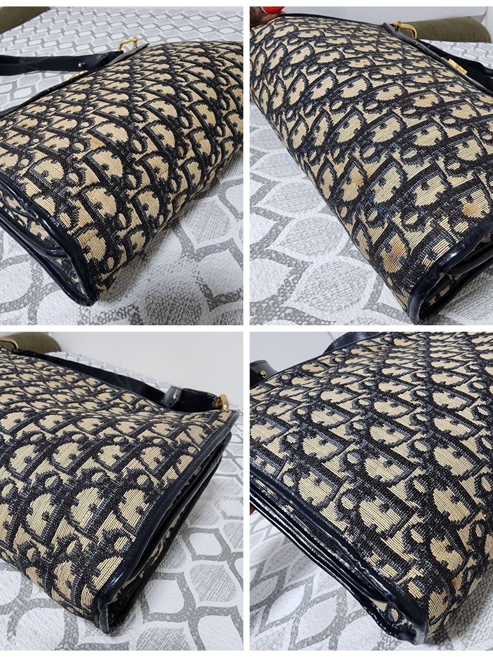 Christian Dior Vintage Diorissimo Top Handle Bag Beige/Navy Blue - Picture 14 of 16